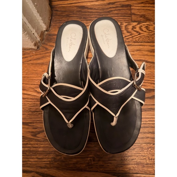 Cole Haan Shoes - Cole Haan G Series Sandals Women Navy Blue Good Nike Air Wedge Thong Buckle